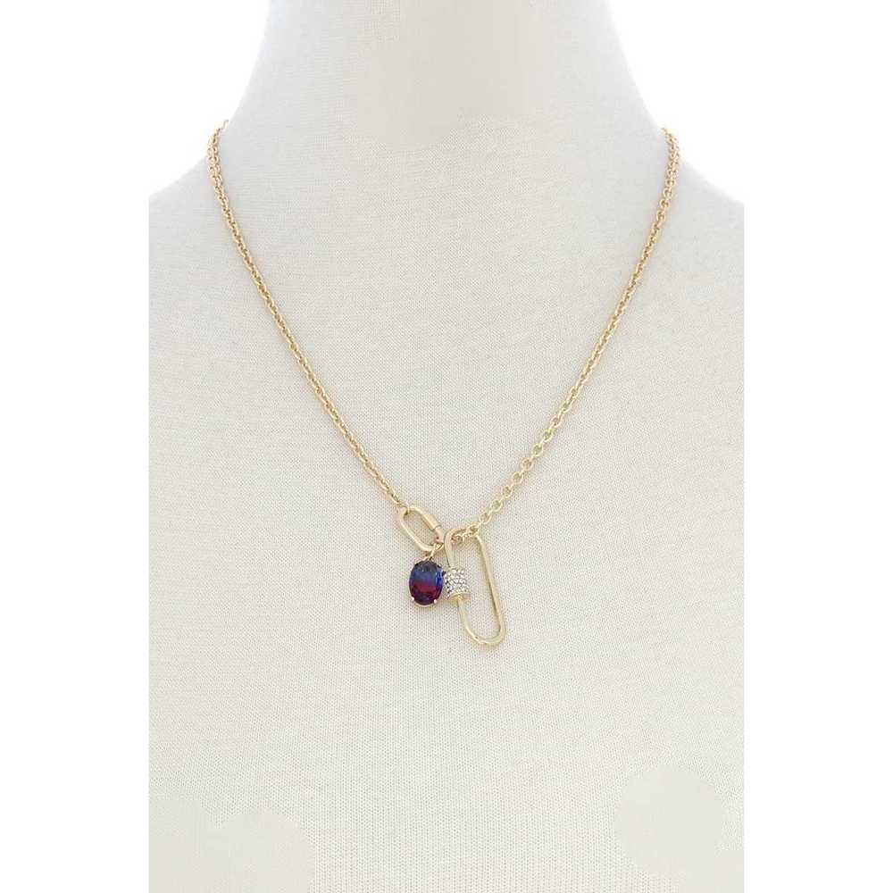 Oval Shape Rhinestone Charm Necklace - Picture 2 of 6